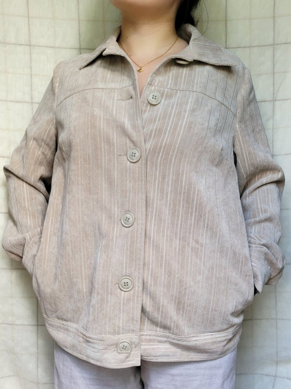 Breckenridge Vintage Beige Corduroy Button-Up Jacket